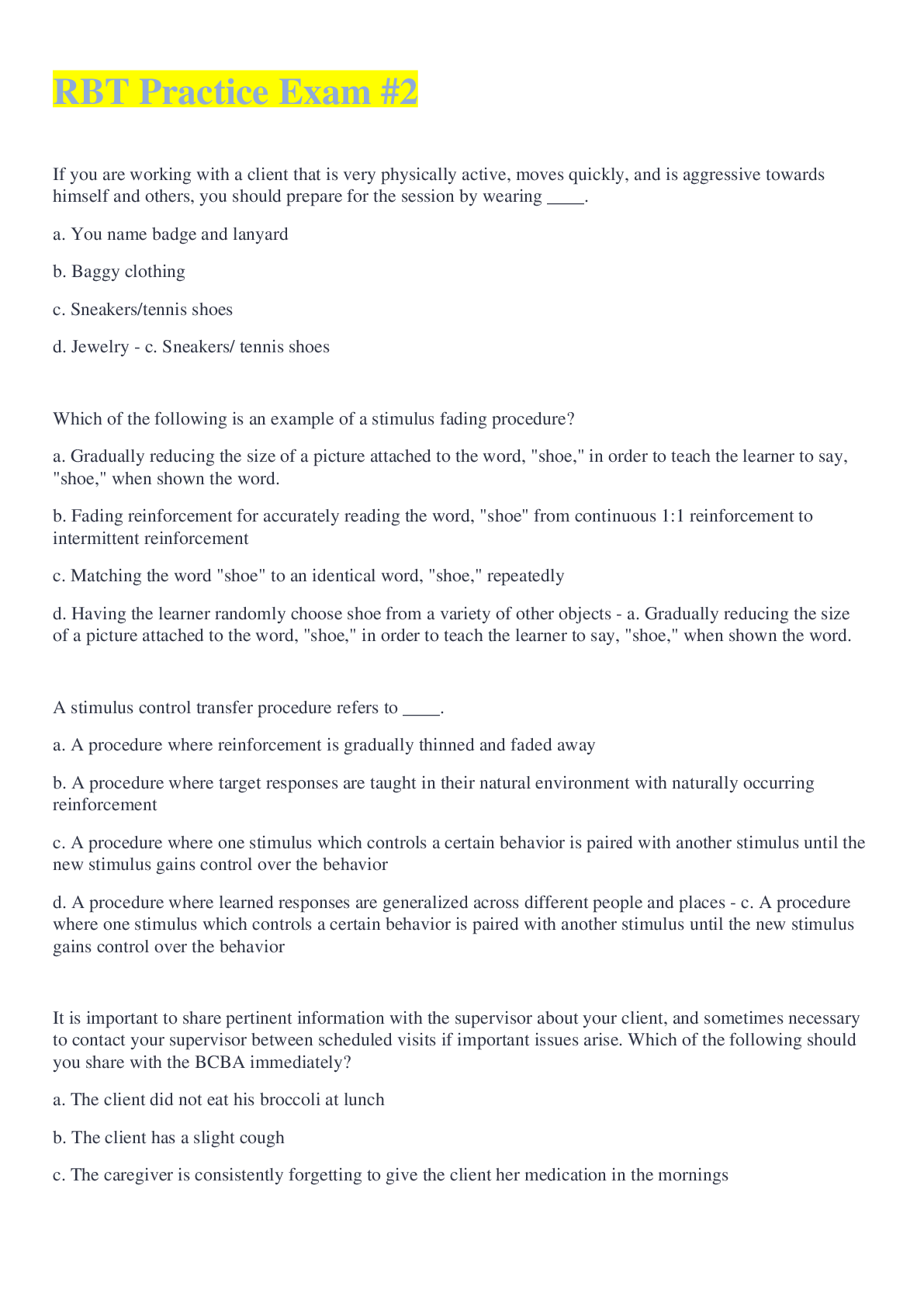 Preview image for RBT Practice Exam #2 QUESTIONS AND ANSWERS